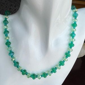 Ghost Glass & Aurora Borealis Glass Bead Necklace